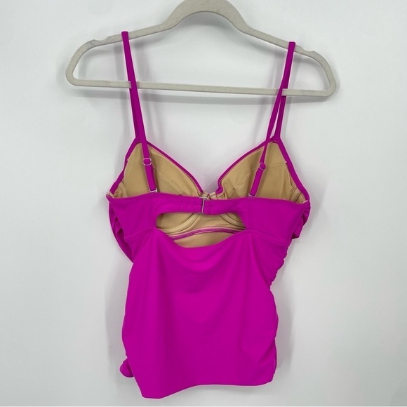 Old Navy Wrap Front Underwire Tankini Top pink fuschia Sz M - Picture 2 of 7